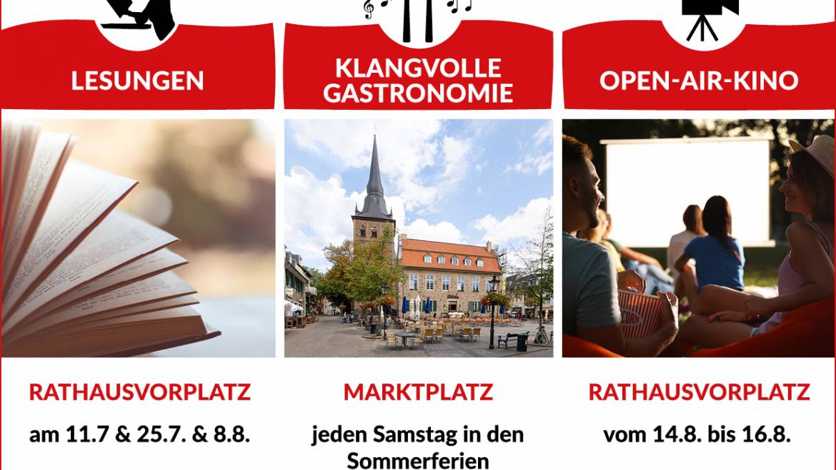 Ratingen Erleben! Dein Sommer 2020 in Ratingen – mit klangvoller Gastronomie, spannenden Lesungen und tollen Open-Air-Kino Erlebnissen